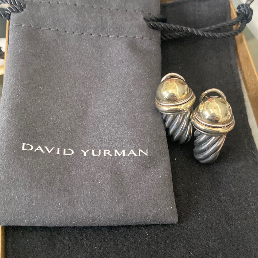 Authentic DY earrings sterling silver and 14k gold!